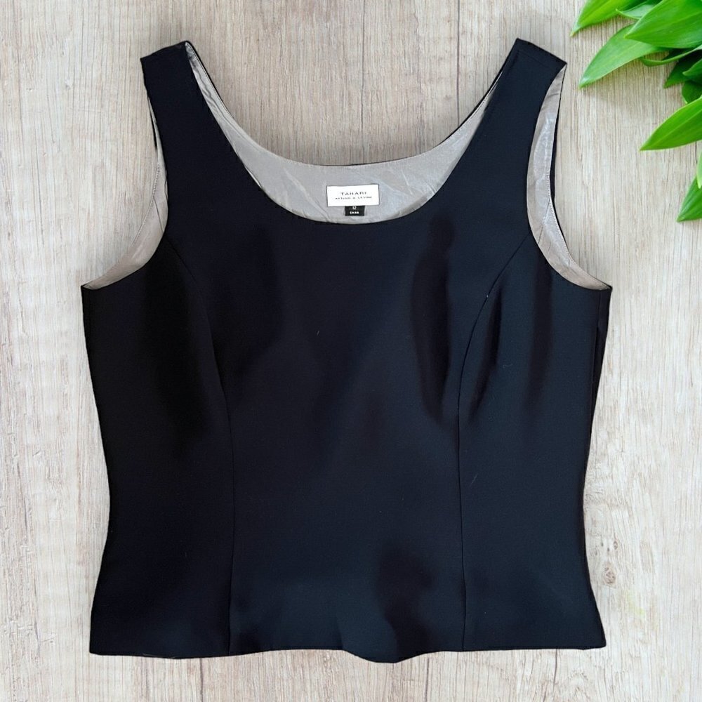 TAHARI Navy Blue Sleeveless Career Professional Scoop Neck Tank Top 12